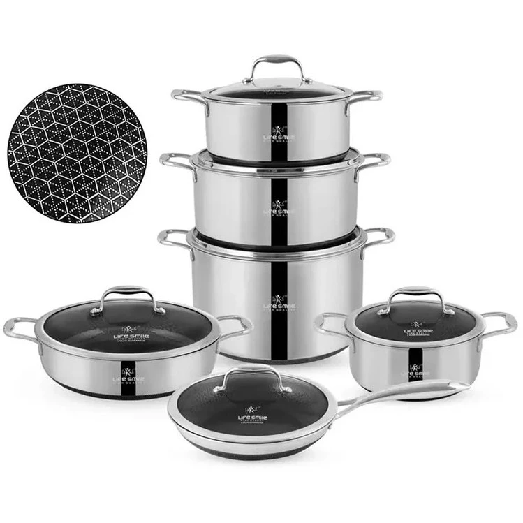 سرویس قابلمه لایف اسمایل مدل LIFEP18-12 ظرفیت ۱۲ پارچه استیل دوطرف لیزری