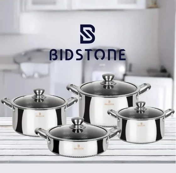 سرویس قابلمه استیل کف لیزری بیدستون 8 پارچه