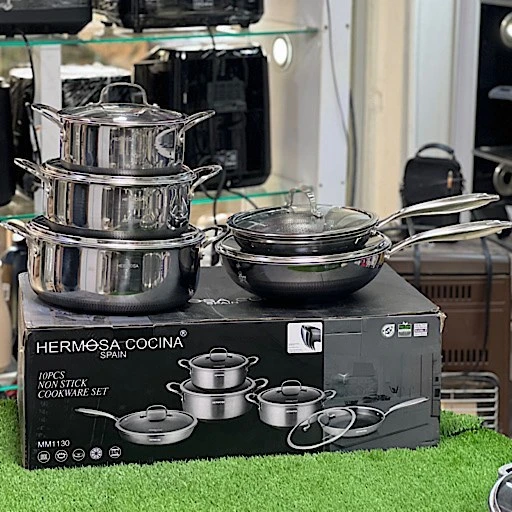 قابلمه ۱۰ پارچه هِرموسا تمام استیل کف لیزری